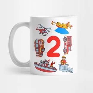 Fireman Firefighter Fire Trucks Toddlers 2 Birthday Mug